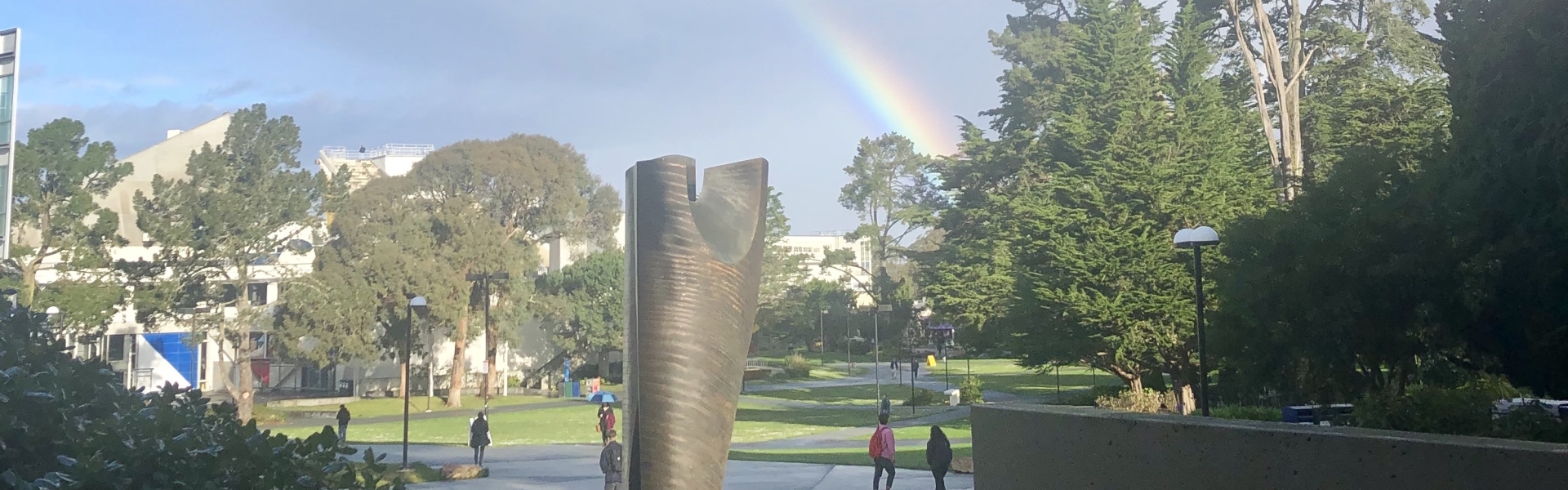 SF State Campus with rainbow